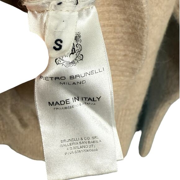 Pietro‎ Brunelli Milano Size S Button Up Crop Cardigan Sweater Tan Wool Alpaca - Picture 7 of 11